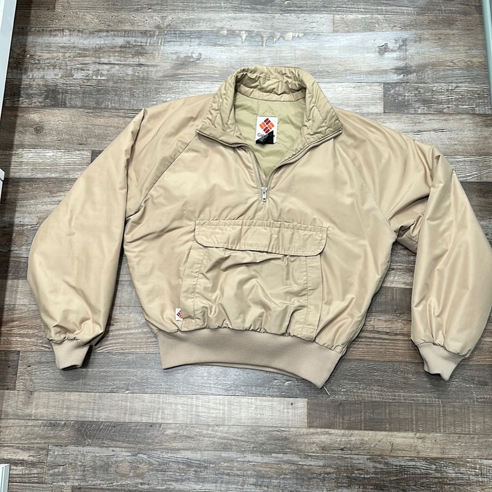 Vintage • Columbia • tan thinsulate half zip jacket